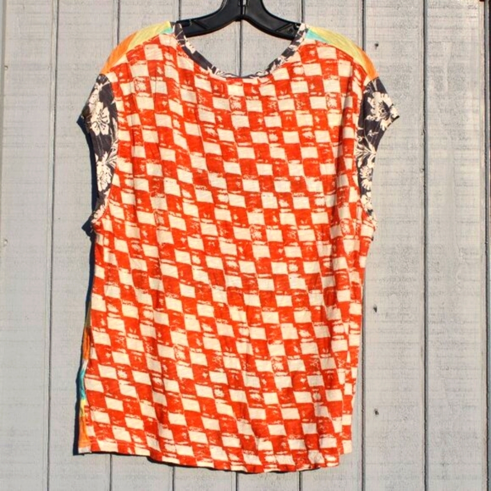 We The Free (Free People) Patchwork Striped Tee - Size S - Cotton Modal Blend - Picture 4 of 5